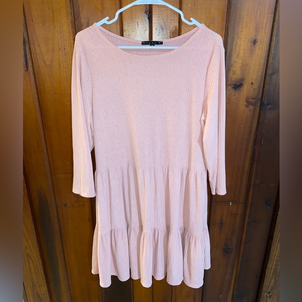 Tiana B. Blush Ribbed Tiered Dress